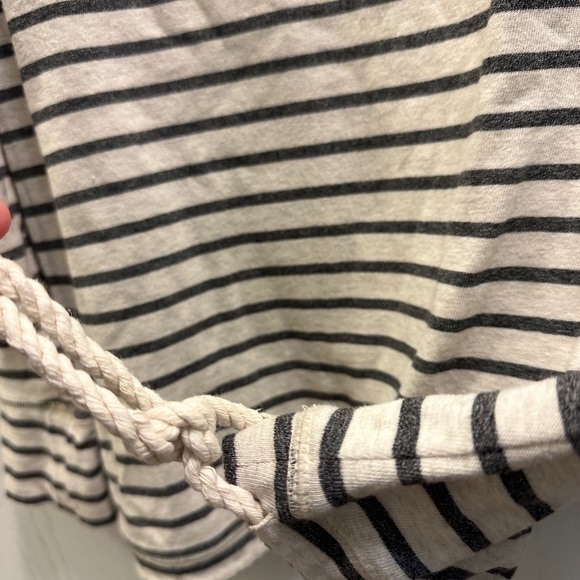 Ruff Hewn Long Sleeve shirt. Tan with Gray horizontal stripes. Drawstring bottom - Picture 6 of 8